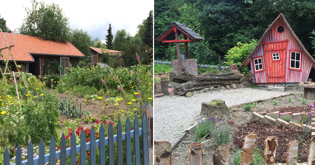 Bauerhaus (l.) und Hexen-Kräutergarten, Foto: Schilling