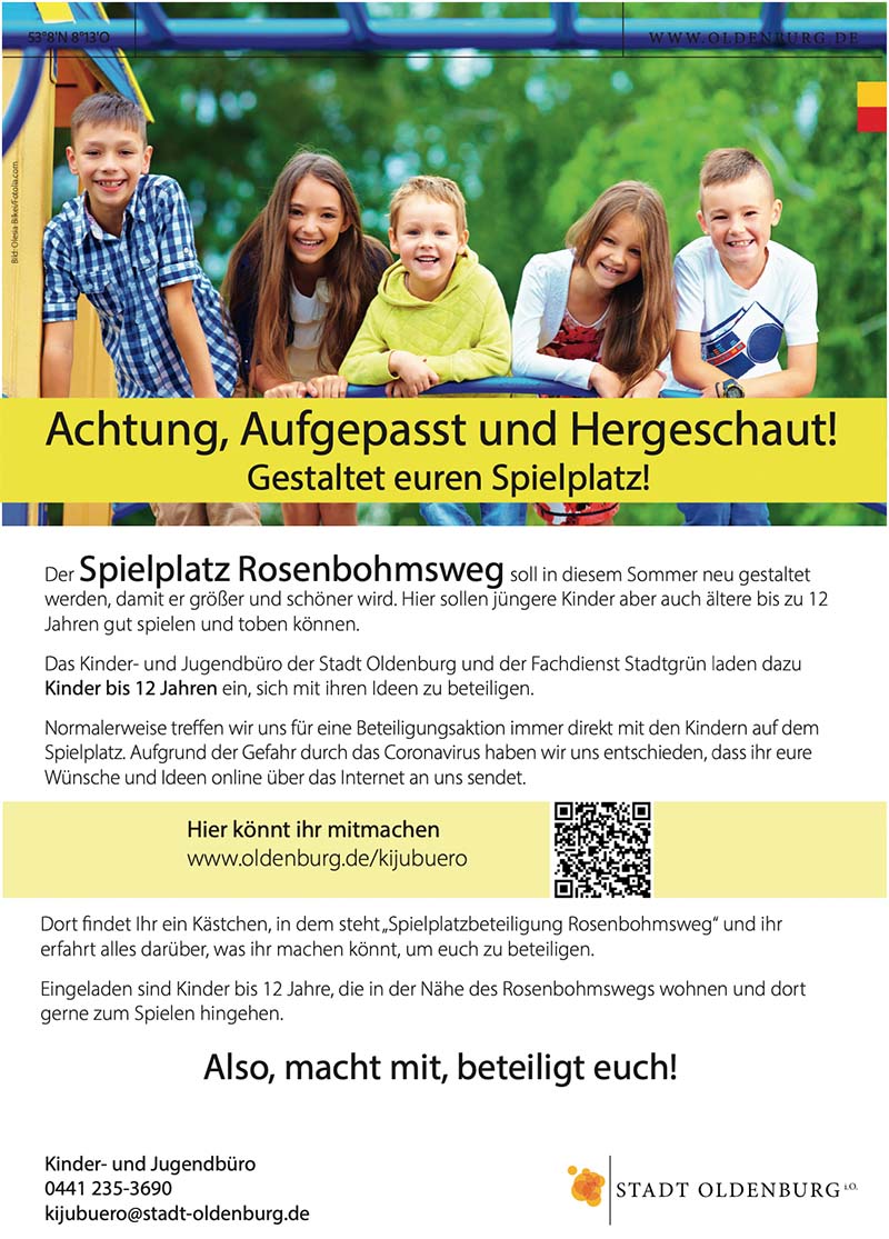 Plakat Spielplatzbeteiligung Oldenburg