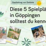 Grafisch aufgehübschte Collage mit Fotos von 5 Spielplätzen in Göppingen