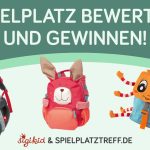 Gewinnspielbanner mit 3 lustigen Kinderrucksäcken mit Gesichern von sigikid